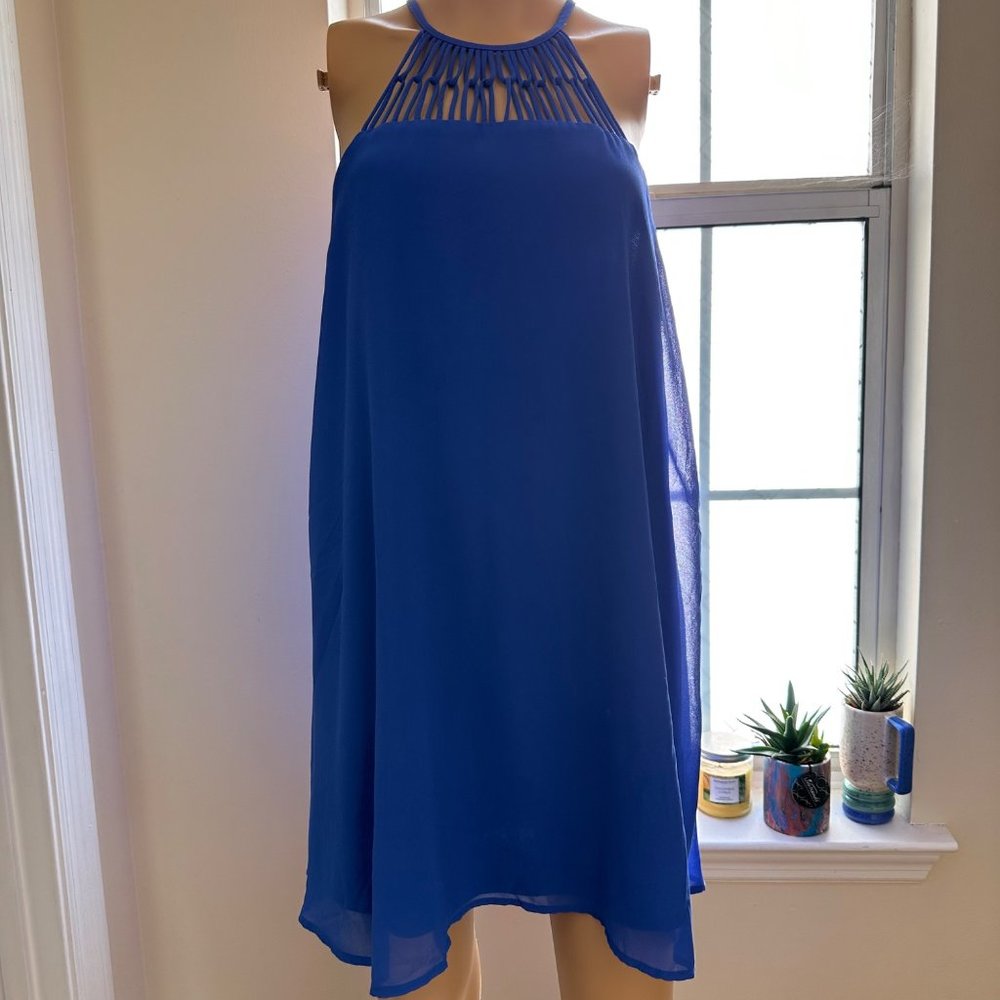 Lulus|Shift Halter Dress|Size XL|Cobalt Blue|Knee Length|Lined|Sleeveless